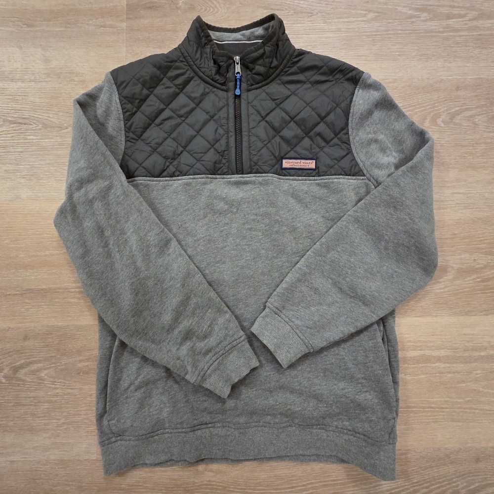 VINEYARD VINES Quilted Shep Pullover Gray Medium